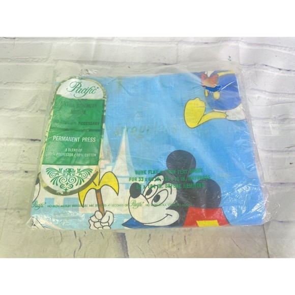 Vintage Disney Pacific Muslin Twin Flat Sheet Mickey Mouse Huey Dewey Louie - Picture 5 of 12